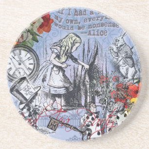 Alice onzin gordijn wonderland klassieker zandsteen onderzetter