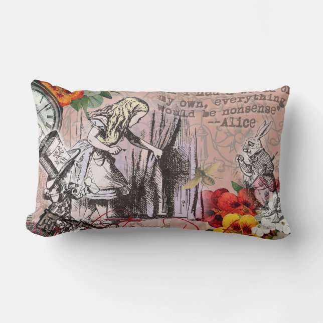 alice onzin wonderland gordijn kussen (Voorkant)