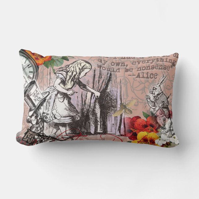 alice onzin wonderland gordijn kussen (Voorkant)