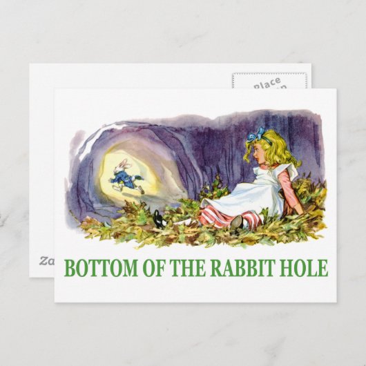 Alice op de bodem van het konijnenhol. briefkaart (Voorkant / Achterkant)