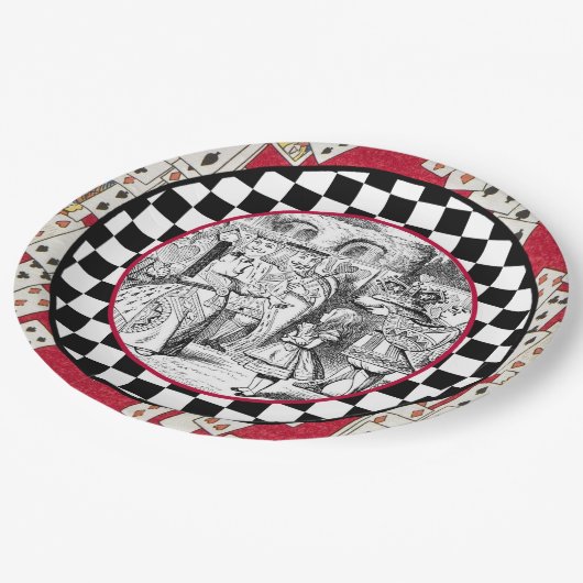 Alice op de koningin 1 papieren bordje (Gekanteld)