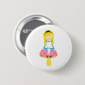 Alice op een paddenstoel ronde button 5,7 cm (Voorkant /achterkant)