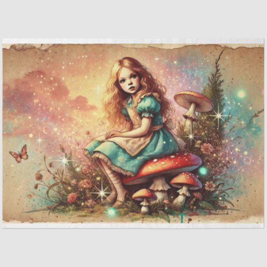 Alice op paddenstoel fantasie decoupage Tissuepapier (Voorkant)