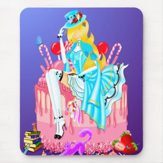 Alice op verjaardagstaart muismat (Voorkant)