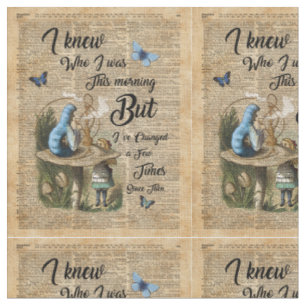 Alice, paddenstoel en Jin, dictionary Art Stof