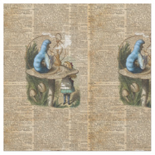 Alice, paddenstoel en Jin, dictionary Art Stof