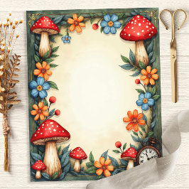 Alice Paddenstoelen en Klok Scrapbook Papier