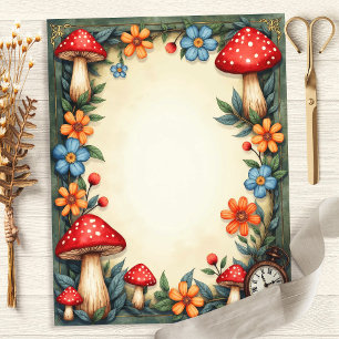 Alice Paddenstoelen en Klok Scrapbook Papier