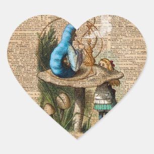 Alice, Paddestoel en Jin, het Vintage Art. van het Hart Sticker