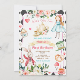 Alice Par-tea Floral Tea Birthday Girl  Kaart