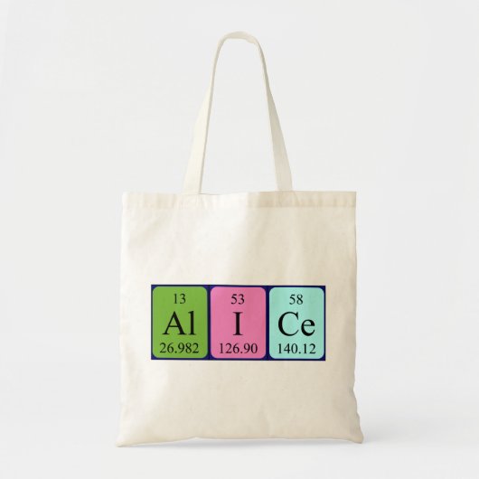 Alice periodieke lijstnaam canvas tas (Voorkant)