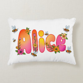 Alice- Personalized Bee Pillow Accent Kussen