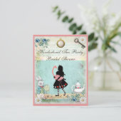 Alice & Pink Flamingo Vrijgezellenfeest Kaart (Staand voorkant)