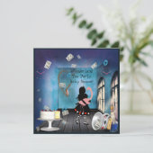 Alice & Pink Flamingo Wonderland Baby shower Kaart (Staand voorkant)