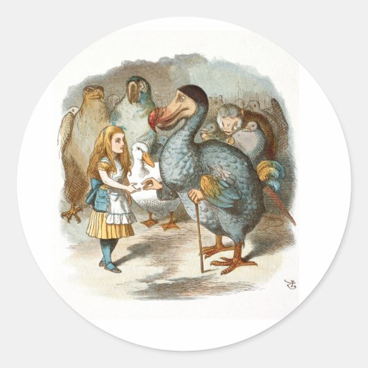 Alice praat met de Dodo Ronde Sticker (Voorkant)