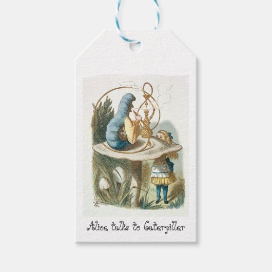 Alice praat met Rups Cadeaulabel (Voorkant)