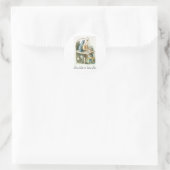 Alice praat met Rups Ronde Sticker (Tas)