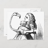 Alice probeert croquet te spelen met een flamingo briefkaart (Voorkant / Achterkant)