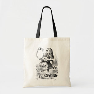 Alice probeert croquet te spelen met een flamingo tote bag