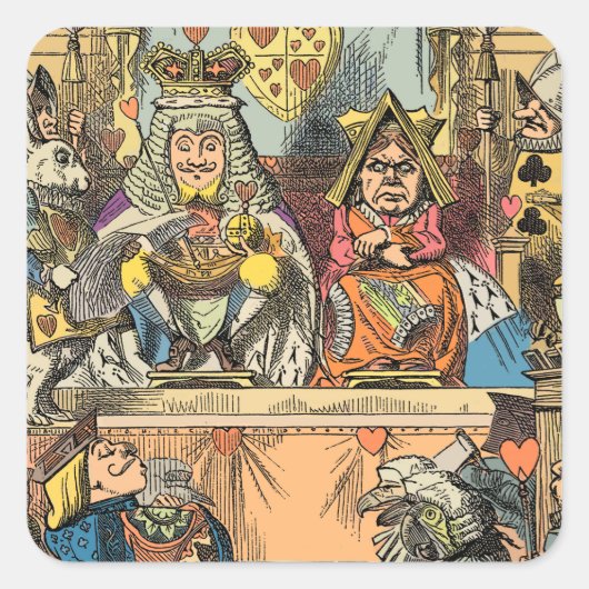Alice Proces van de Schoppenboer Vintage Vierkante Sticker (Voorkant)