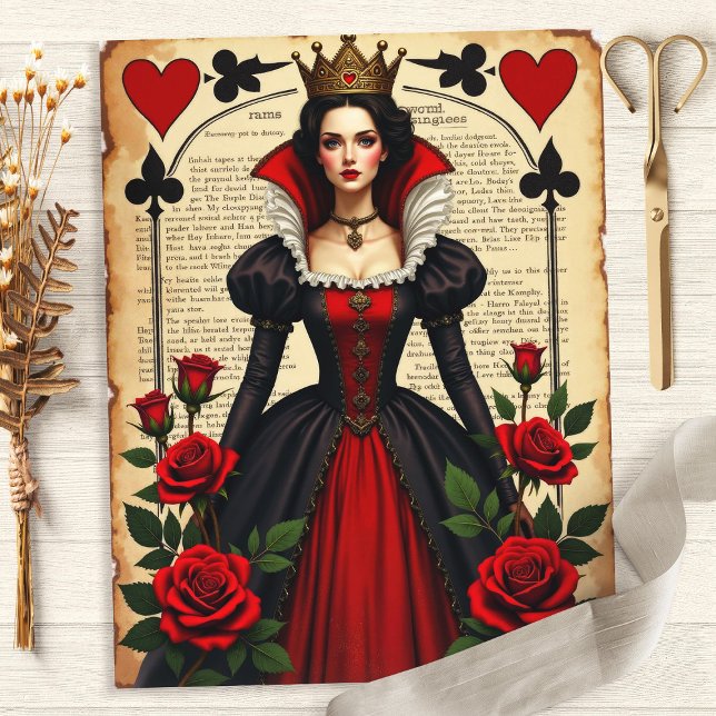 Alice Queen of Hearts Red Roses Scrapbook Paper (Creator heeft geüpload)