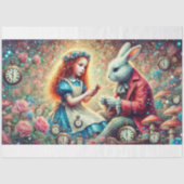 Alice Rabbit Bloemenkok Fantasie Decoupage  Tissuepapier (Voorkant)