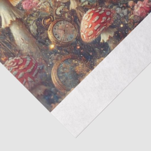 Alice Rabbit Fantasy Mushroom Woodland Decoupage Tissuepapier (Detail)