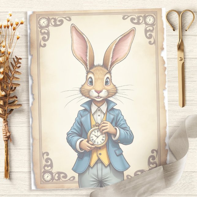Alice Rabbit Pocket Watch Scrapbook Paper (Creator heeft geüpload)