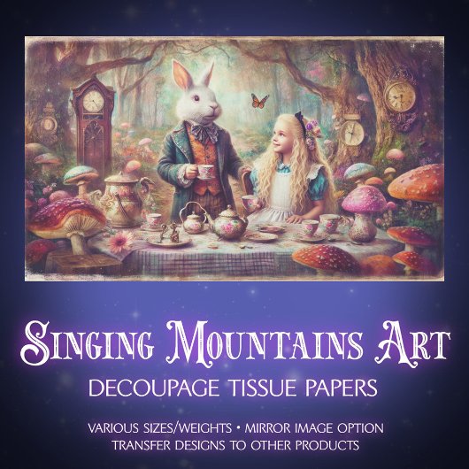 Alice & Rabbit Storybook Tea Party Decoupage Tissuepapier