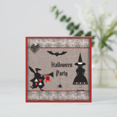 Alice & Rabbit Wonderland Halloween Party Invites Kaart (Staand voorkant)