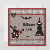 Alice & Rabbit Wonderland Halloween Party Invites Kaart (Voorkant)