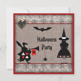 Alice & Rabbit Wonderland Halloween Party Invites Kaart