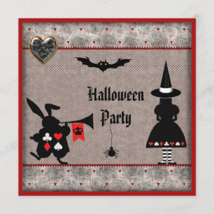 Alice & Rabbit Wonderland Halloween Party Invites Kaart