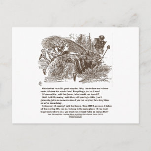 Alice Red Queen die op dezelfde plek blijft Briefkaart