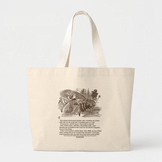 Alice Red Queen die op dezelfde plek blijft Grote Tote Bag (Voorkant)
