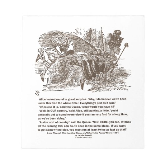 Alice Red Queen die op dezelfde plek blijft Notitieblok (Voorkant)