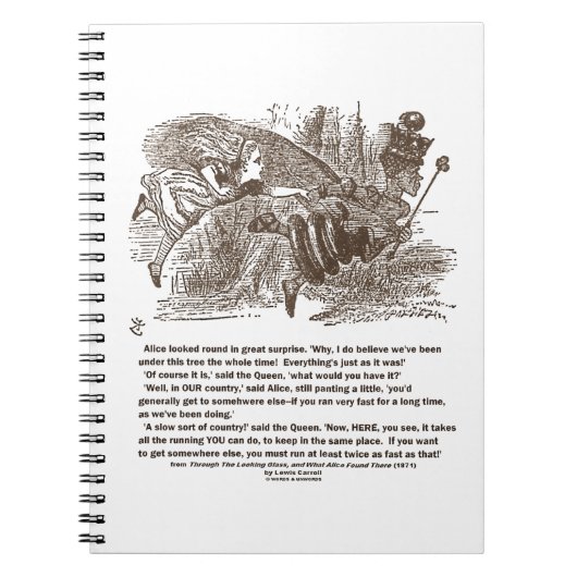 Alice Red Queen die op dezelfde plek blijft Notitieboek (Voorkant)