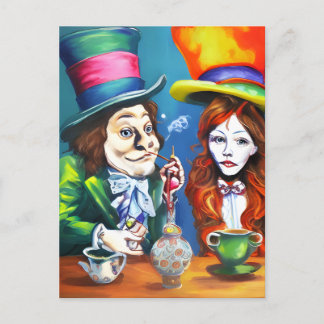 Alice rookt Cannabis met de Mad Hatter Briefkaart