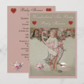 Alice & Roze Baby shower Tea Party Kaart (Voorkant / Achterkant)