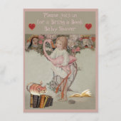 Alice & Roze Flamingo brengen een Baby shower van  Informatiekaartje (Voorkant)