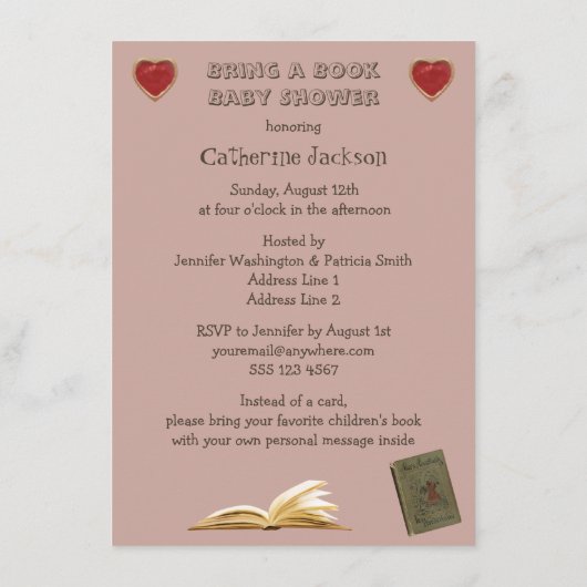 Alice & Roze Flamingo brengen een Baby shower van  Informatiekaartje (Achterkant)