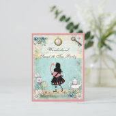 Alice, Roze Flamingo & Cheshire Cat Sweet 16 Kaart (Staand voorkant)