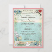 Alice & Roze Flamingo Engagement Party Kaart (Achterkant)