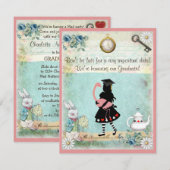 Alice & Roze Flamingo Graduation Party Kaart (Voorkant / Achterkant)