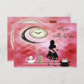 Alice & Roze Flamingo Trouwdag Sla de Datum Op Save The Date (Voorkant / Achterkant)