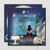 Alice & Roze Flamingo Wonderland Birthday Party Kaart (Voorkant / Achterkant)