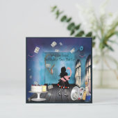 Alice & Roze Flamingo Wonderland Birthday Party Kaart (Staand voorkant)