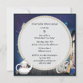 Alice & Roze Flamingo Wonderland Birthday Party Kaart (Achterkant)