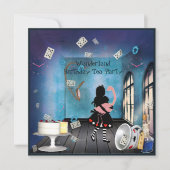 Alice & Roze Flamingo Wonderland Birthday Party Kaart (Voorkant)