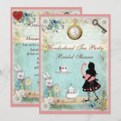 Alice & Roze Vrijgezellenfeest Tea Party Kaart (Voorkant / Achterkant)